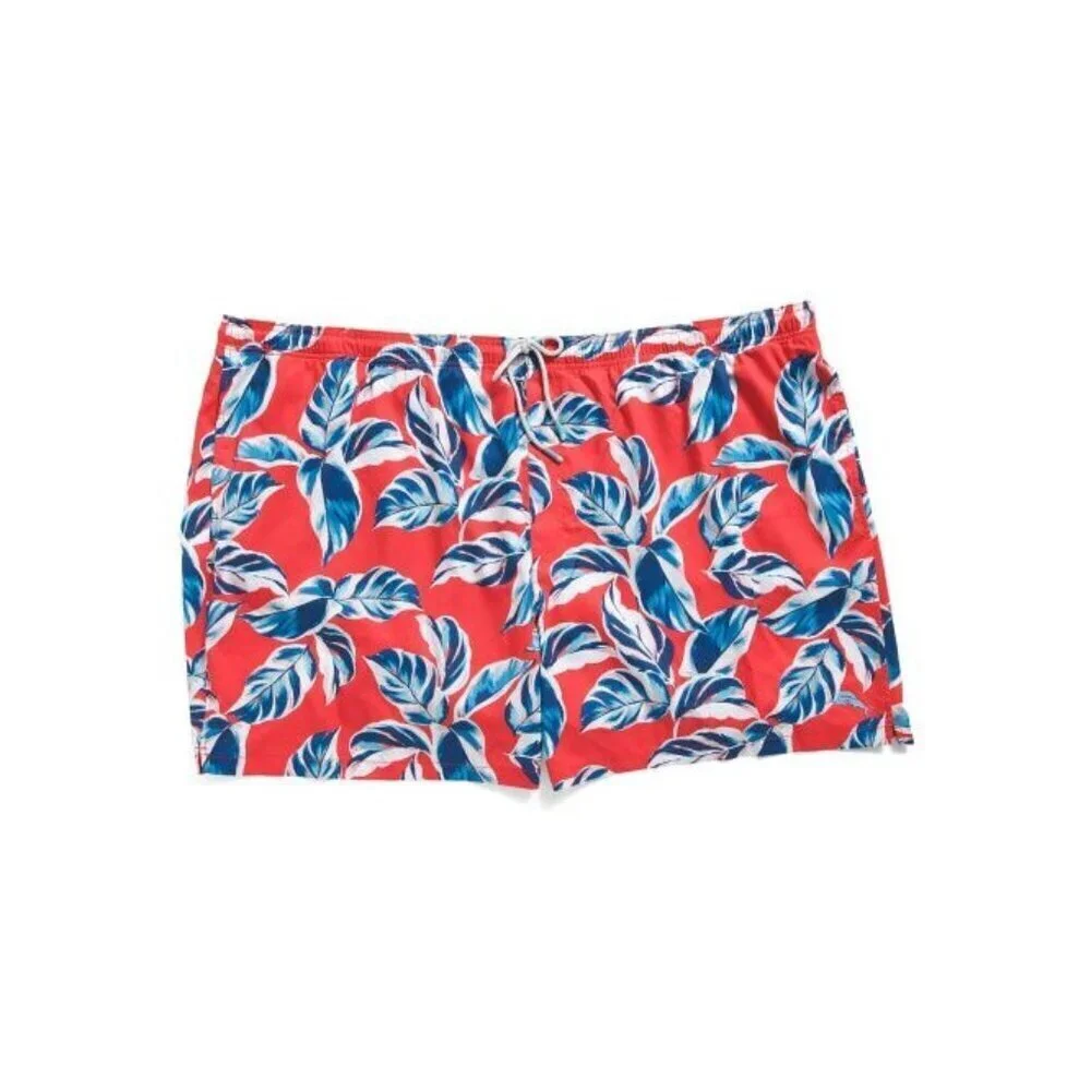 Tommy Bahama Mens Red Blue Naples Harbor Leaves Swim Trunks Sz 3XL Big New